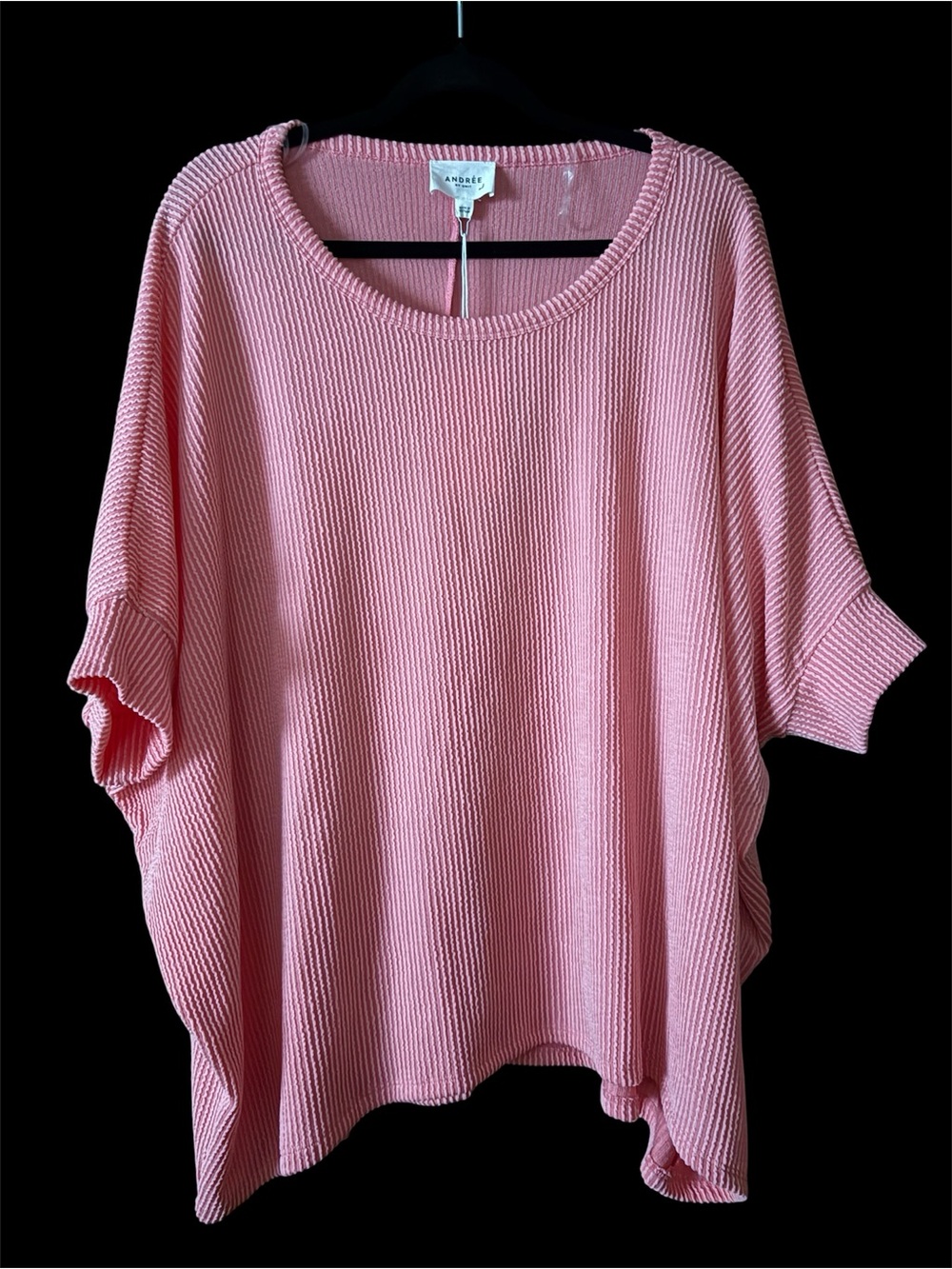 ANDREE BY UNIT Oversized Ribbed Tunic Top in Soft Pink